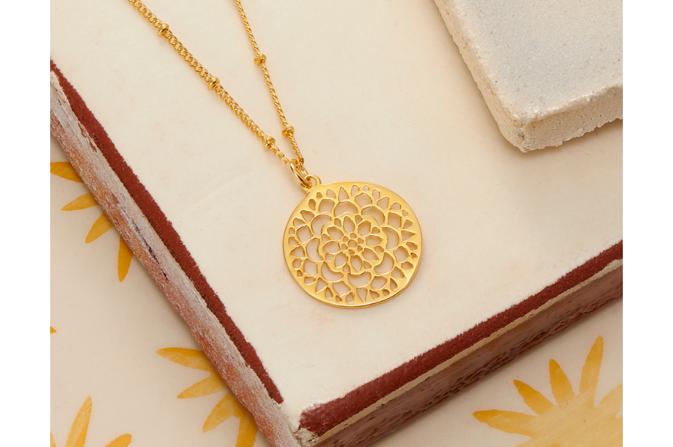 Gold Mandala Pendant Necklace