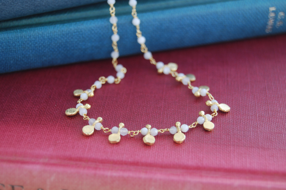 Moonstone & Mini Disc Necklace