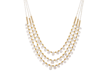 Diva Moonstone Three Line Beaded Necklace