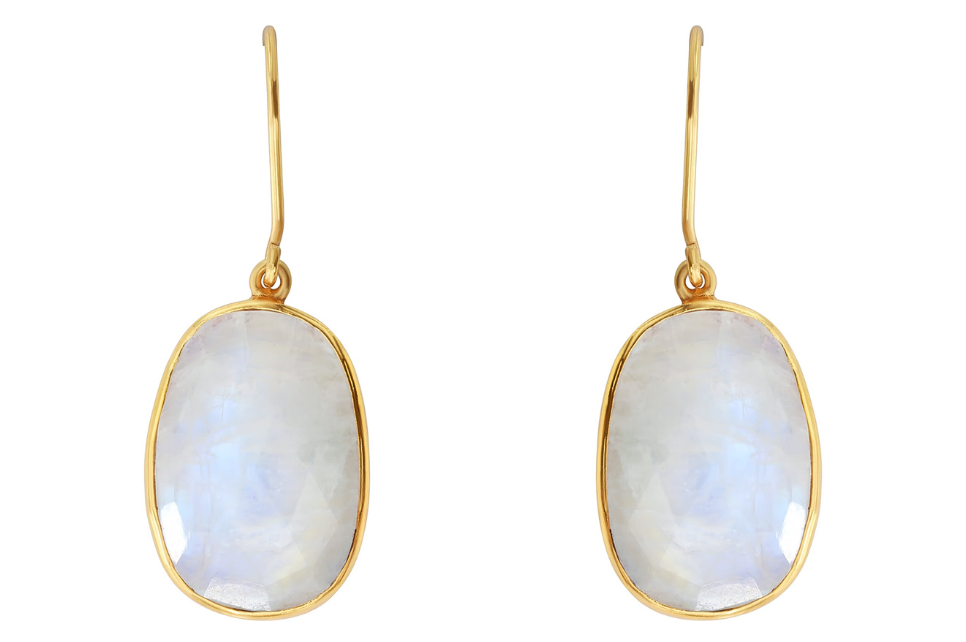 Pebble Rainbow Moonstone Earrings