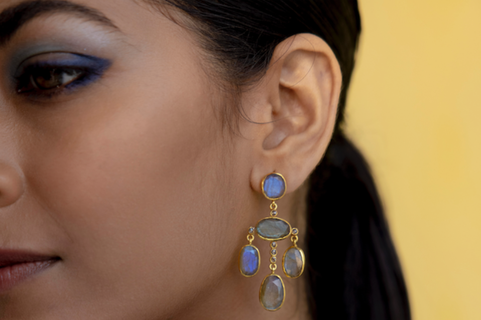 Mughal Labradorite & Diamond Earrings