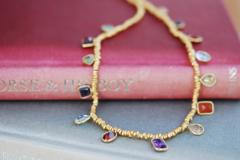Ava Multicolour Gemstone Charm Necklace