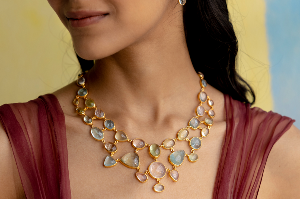 Multicolour Beryl Bib Necklace