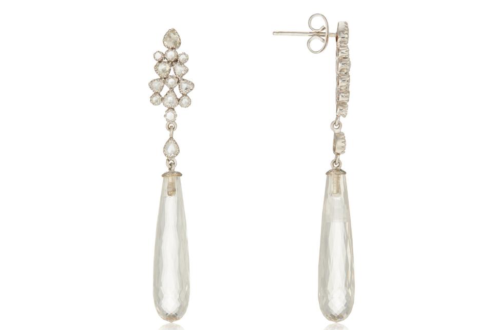 Muse Rock Crystal and Rose Cut Diamond Earrings