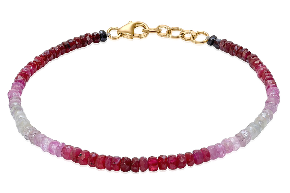 Ombre Ruby Gemstone Bead Bracelet