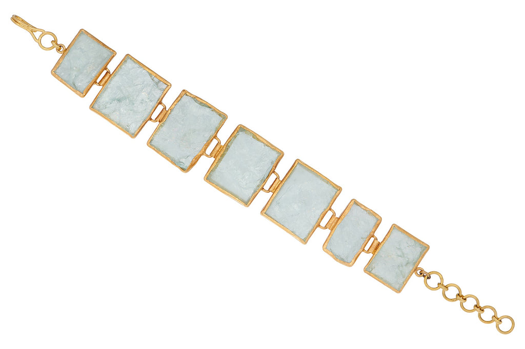 Organic Aquamarine & Fine Gold Set Bracelet