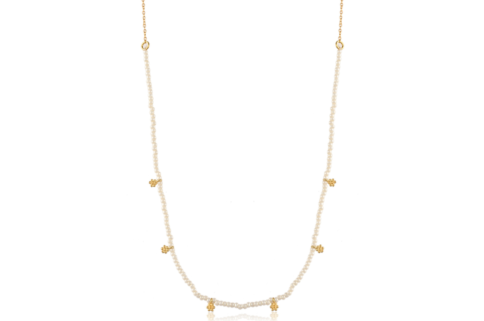 Pearl & Flower Charm Necklace