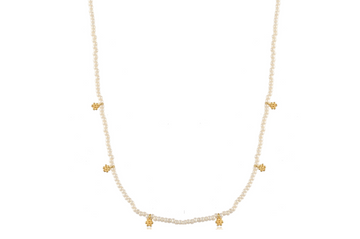 Pearl & Flower Charm Necklace