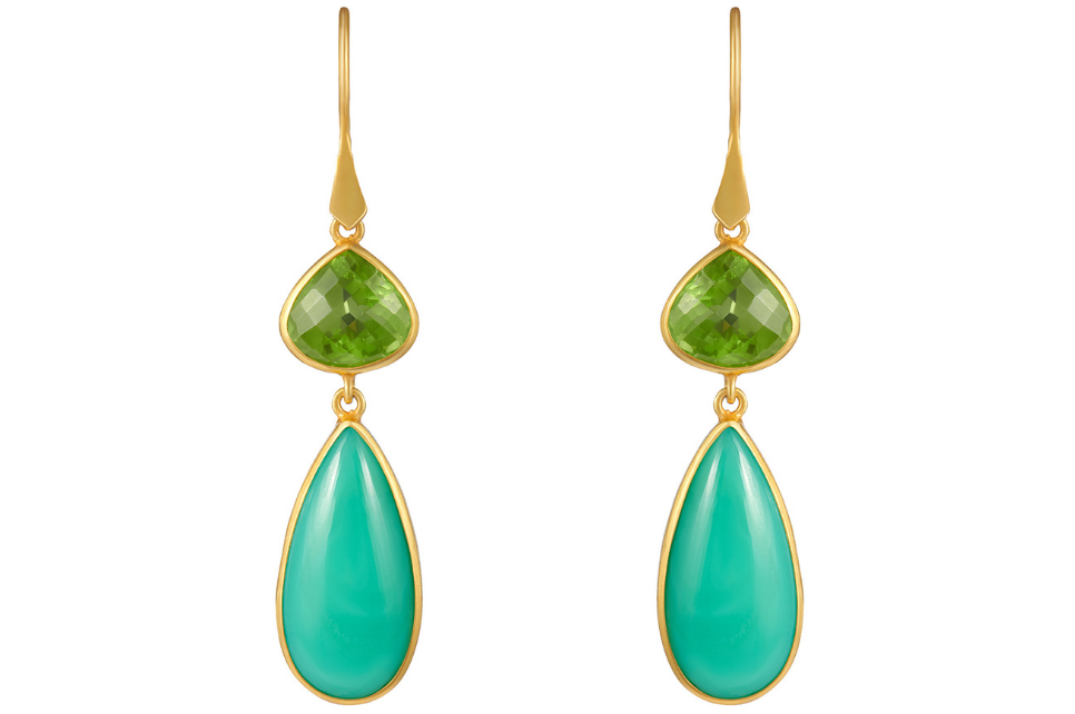 Peridot & Chrysoprase Double Drop Earrings