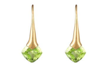 Peridot Flower Bud Fine Gold Earrings