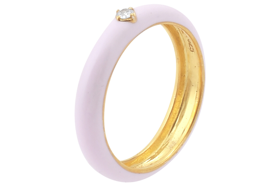 Pia Pink Enamel & Diamond Ring