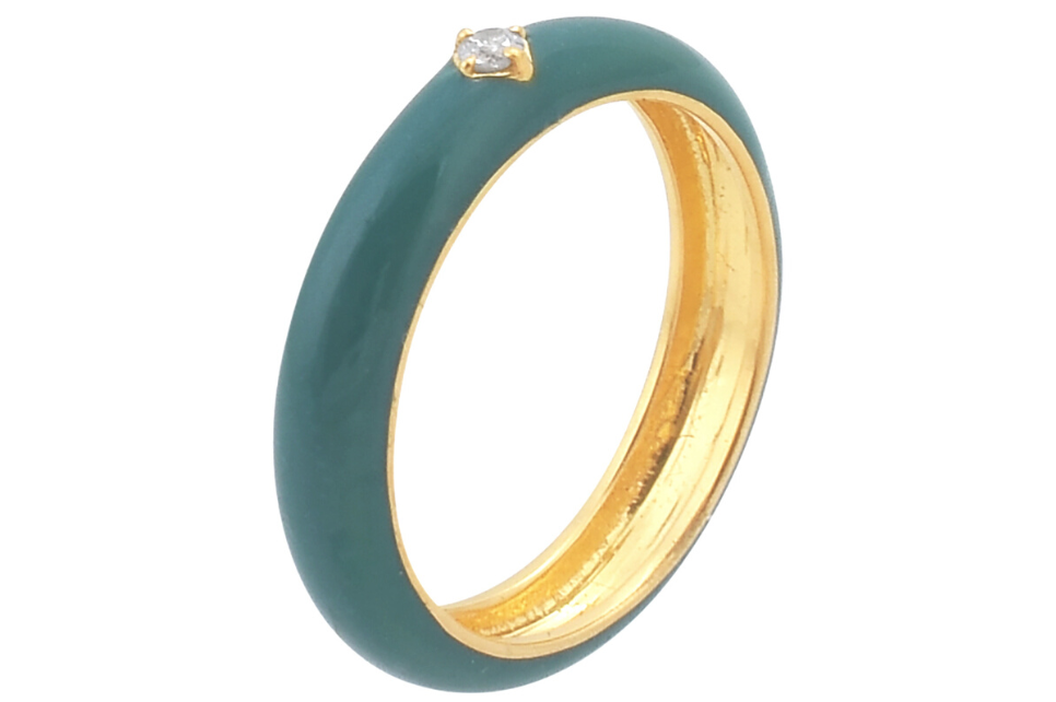 Pia Teal Enamel & Diamond Ring