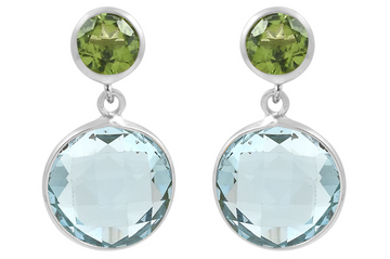 Polka Dot Blue Topaz & Peridot Silver Earrings