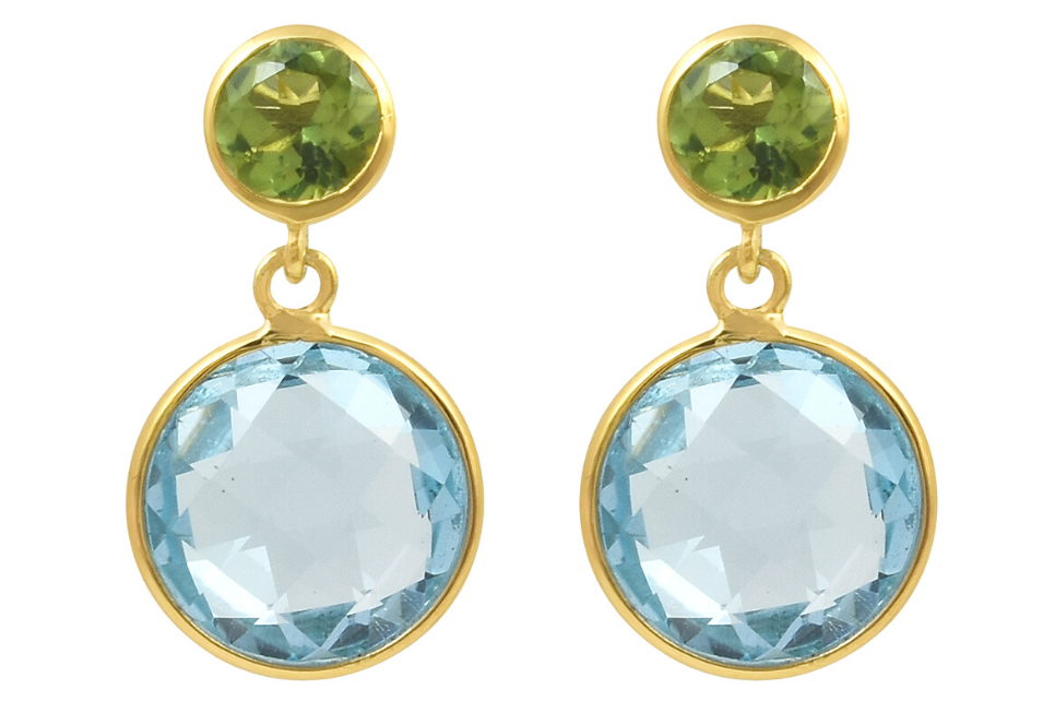 Polka Dot Peridot & Blue Topaz Earrings