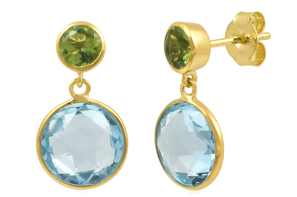 Polka Dot Peridot & Blue Topaz Earrings