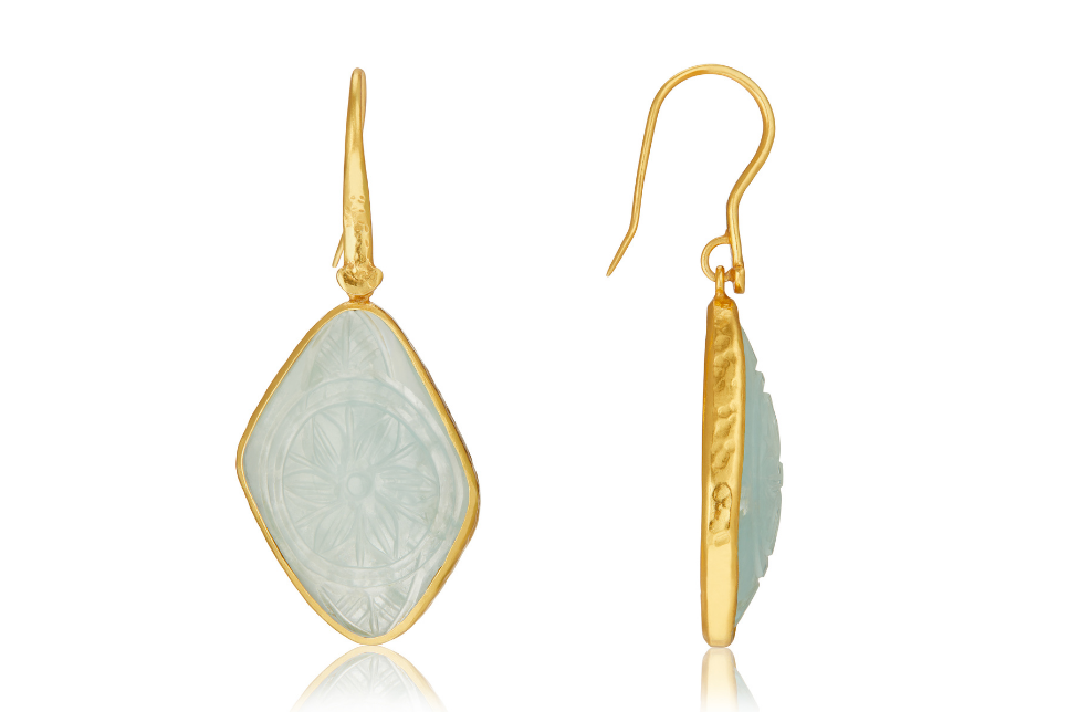 Carved Aquamarine Earrings