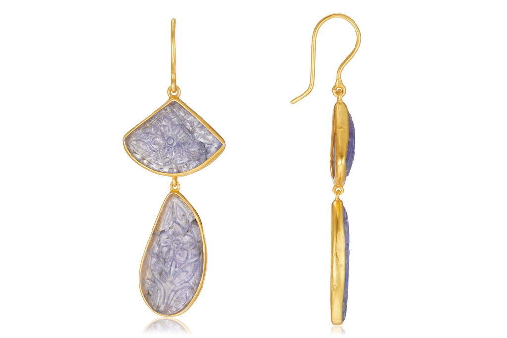 Carved Tanzanite Earrings