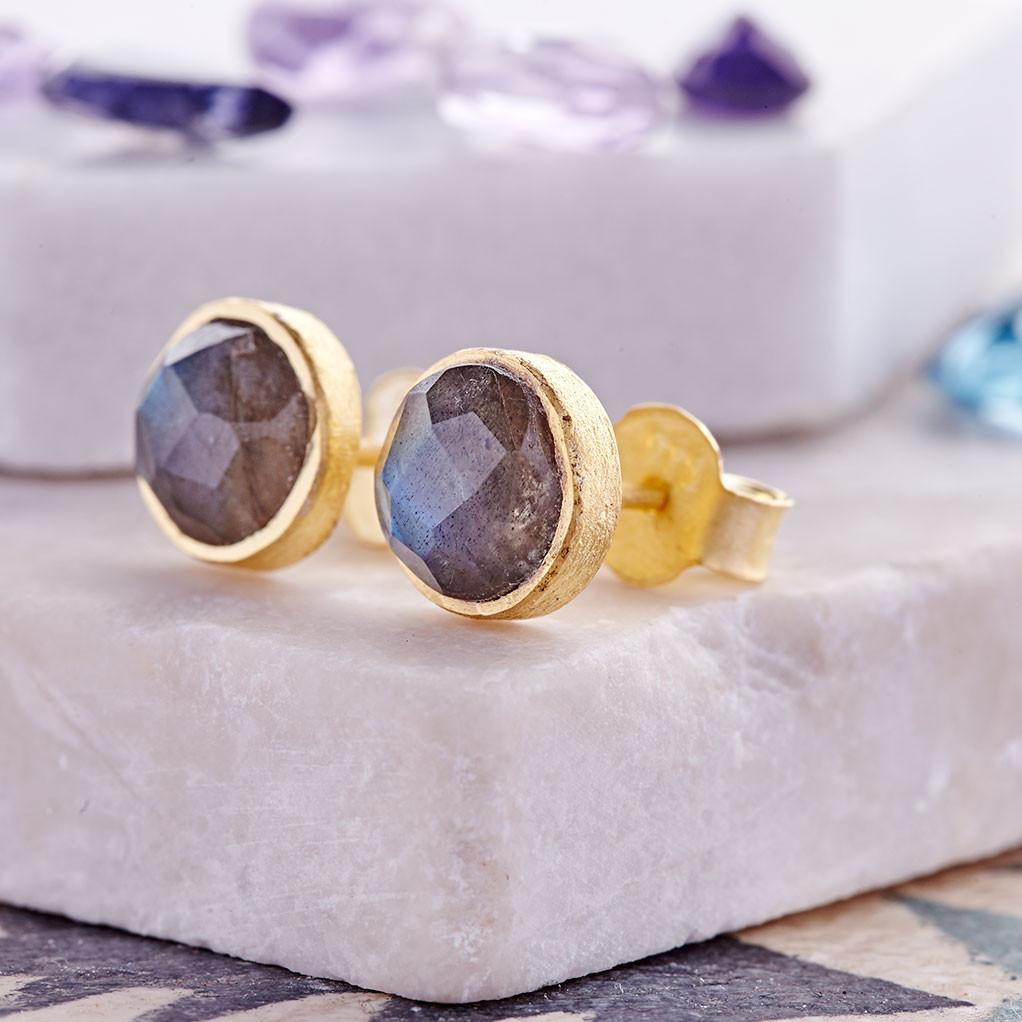 Cupcake Labradorite Stud Earrings