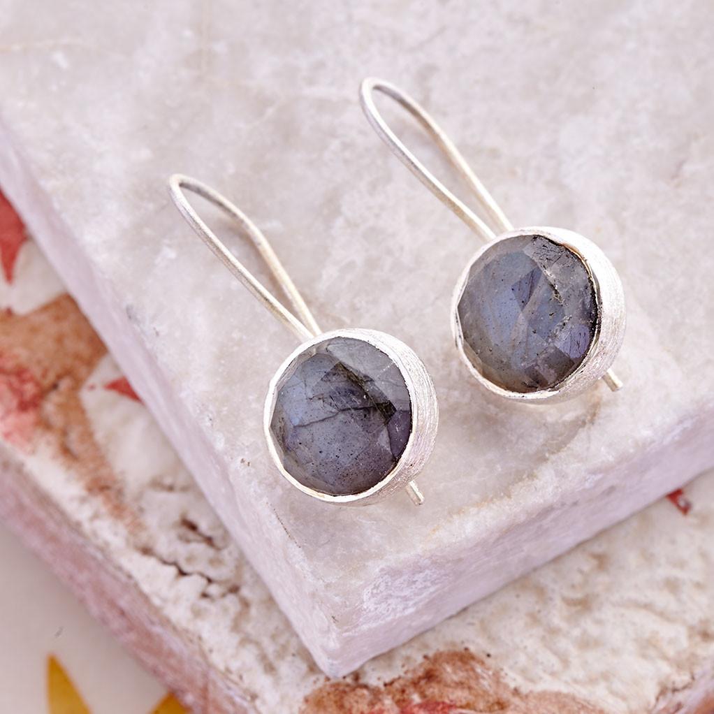 Cupcake Labradorite Silver Earrings