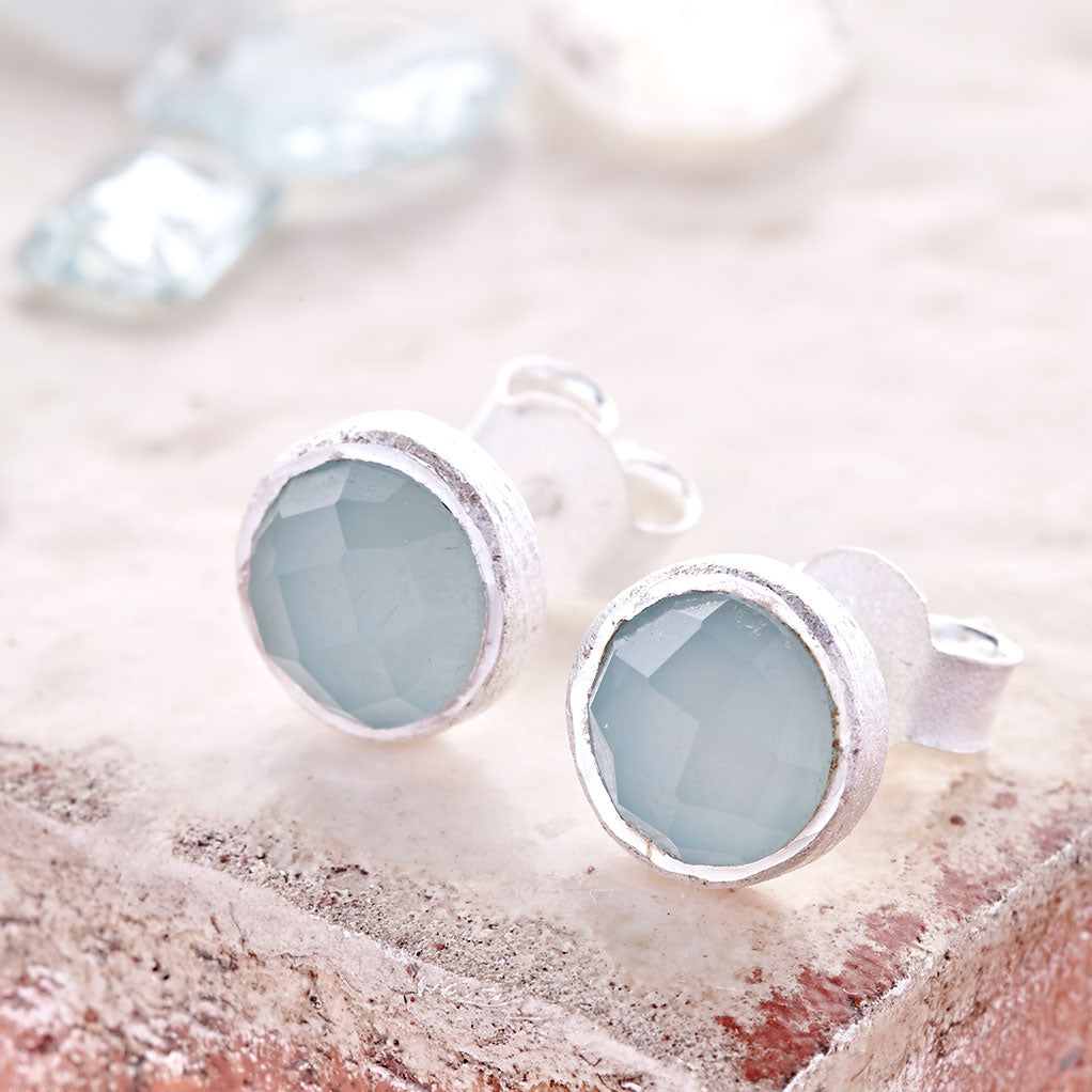 Cupcake Chalcedony Silver Studs