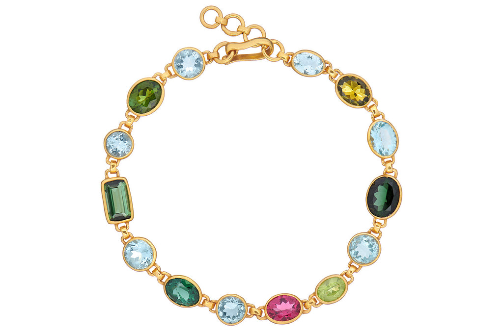 Prismatic Tourmaline & Blue Topaz Bracelet