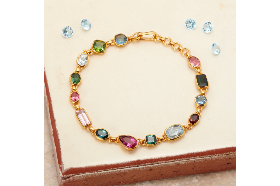 Prismatic Tourmaline & Blue Topaz Bracelet