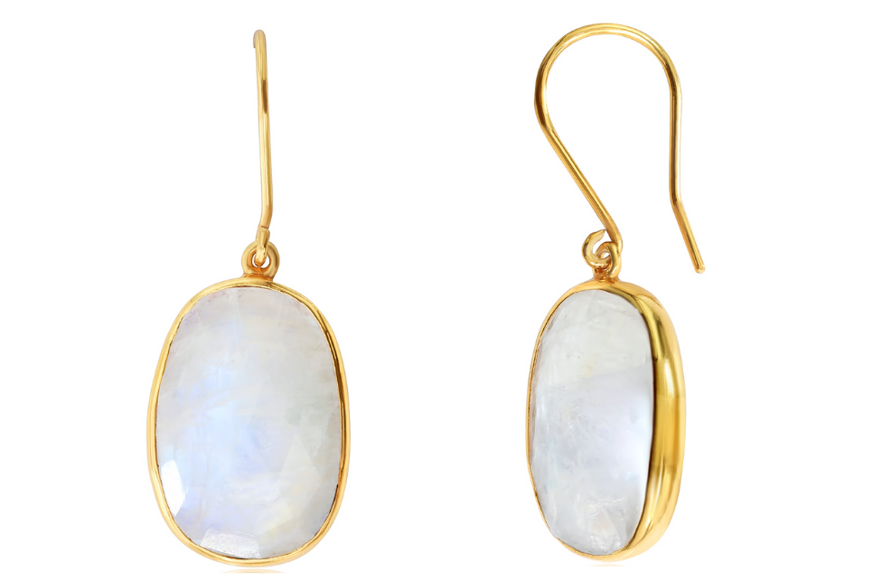 Pebble Rainbow Moonstone Earrings