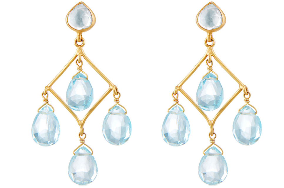 Sana Blue Topaz Fine Gold Earrings