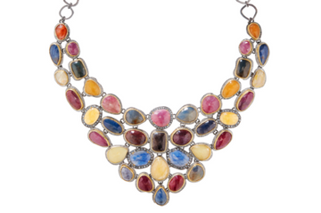 Sapphire & Grey Diamond Bib Necklace