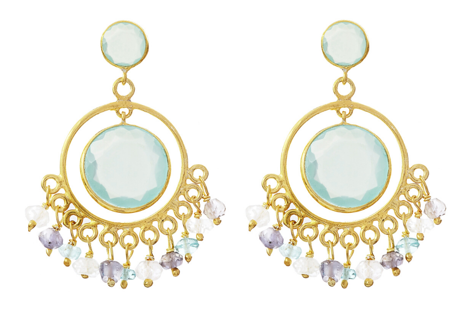 Sara Aquamarine Circle Earrings