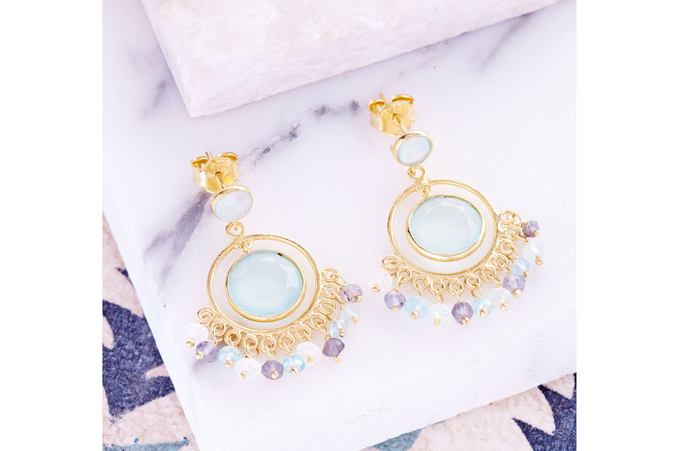 Sara Aquamarine Circle Earrings