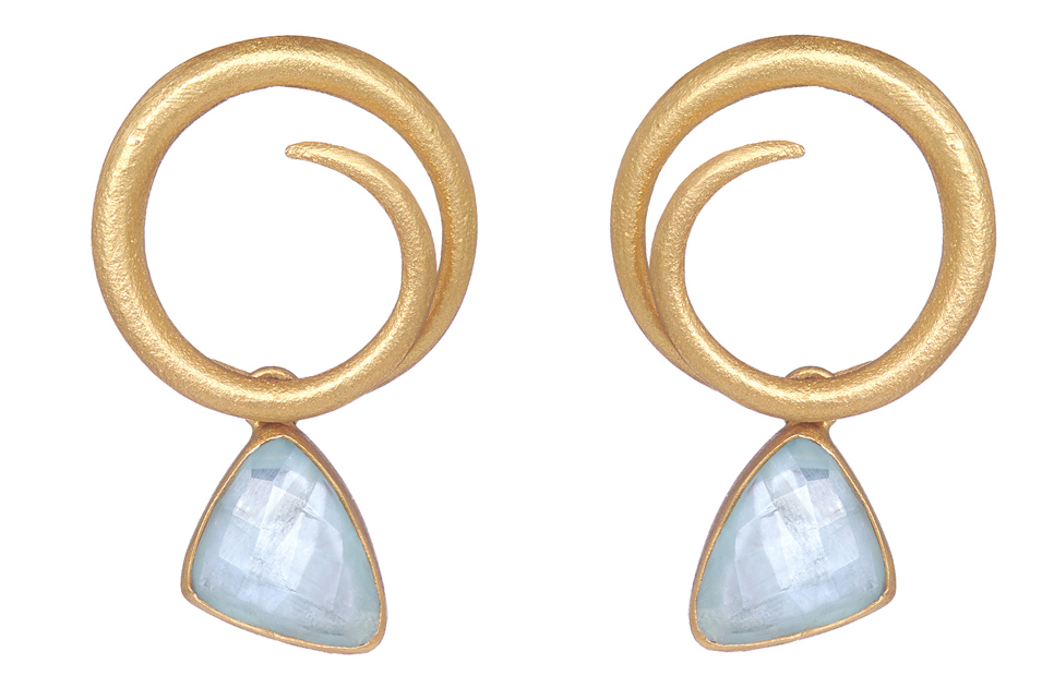 Scroll Aquamarine Earrings