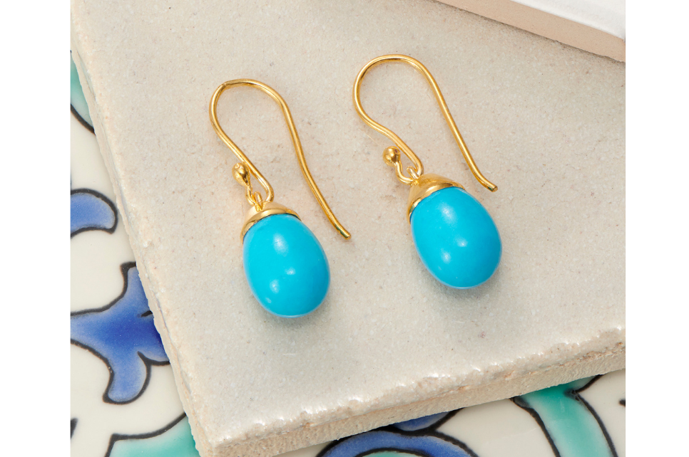 Sleeping Beauty Turquoise Gold Drop Earrings