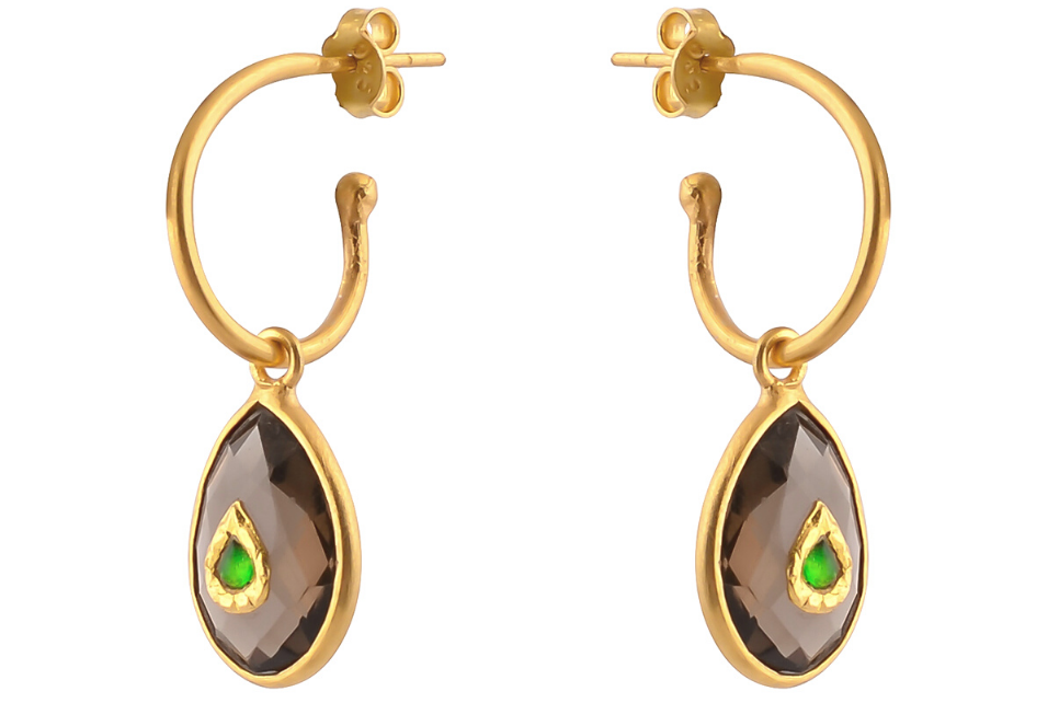 Smoky Quartz & Diamond Jadau Earrings