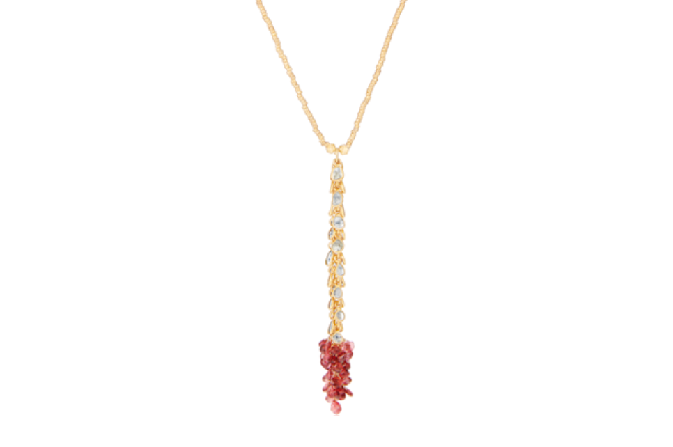 Grey Diamond & Spinel Tassel Necklace