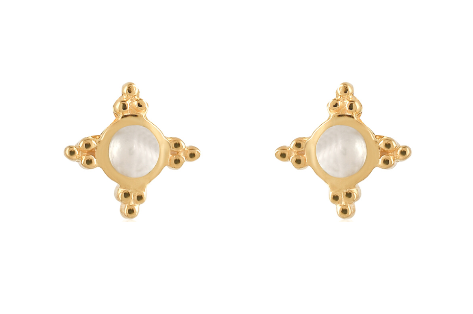 Sunburst Pearl Set Stud Earrings