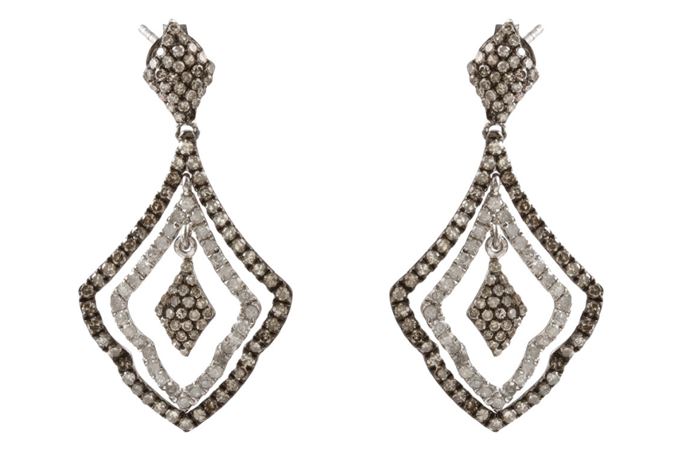 Stephanie Diamond Set Scalloped Earrings