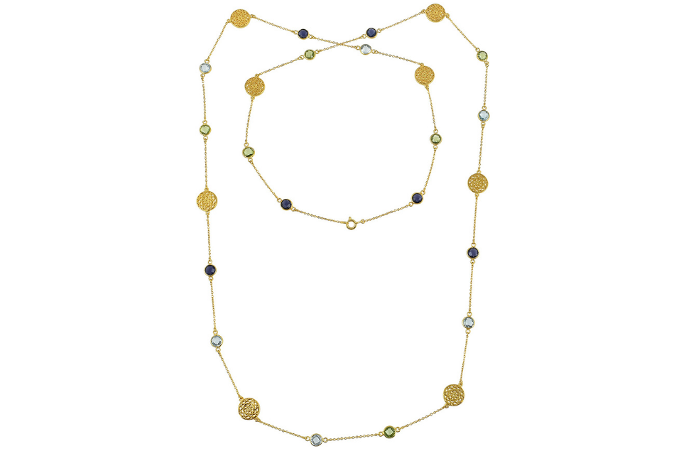 Talisman Peridot, Blue Topaz & Iolite Long Necklace