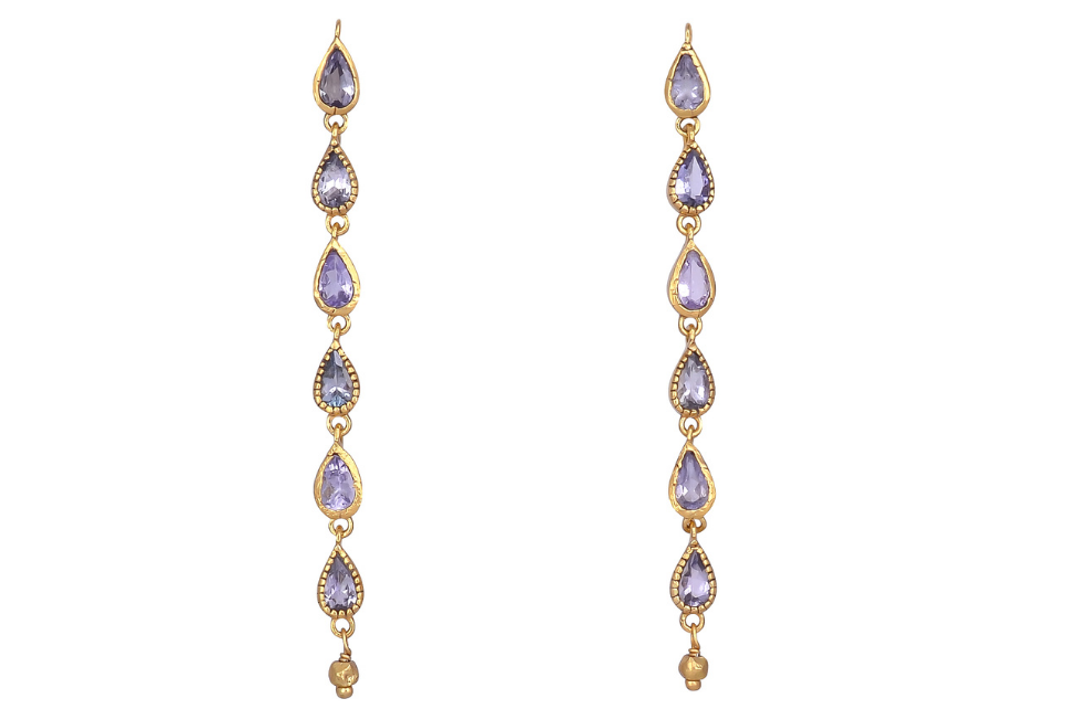 Gold Drop Tanzanite Earrings