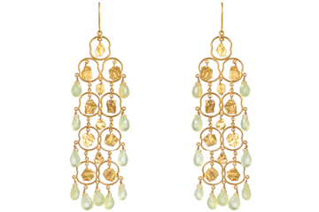 Tori Prehnite Beaded Fine Gold Earrings