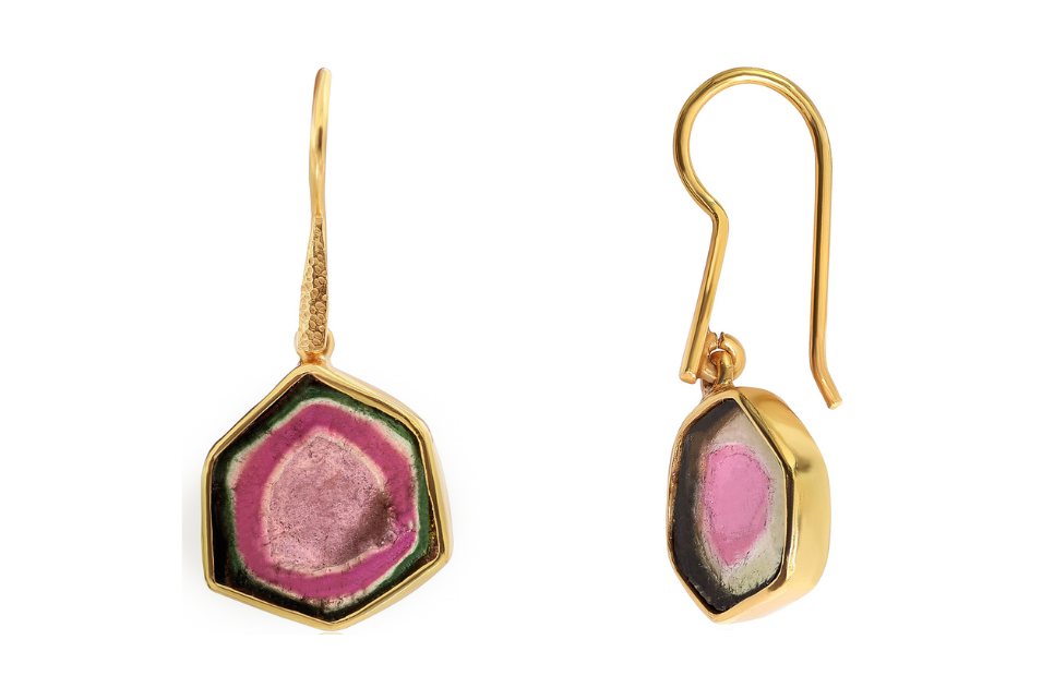Watermelon tourmaline on sale slice earrings