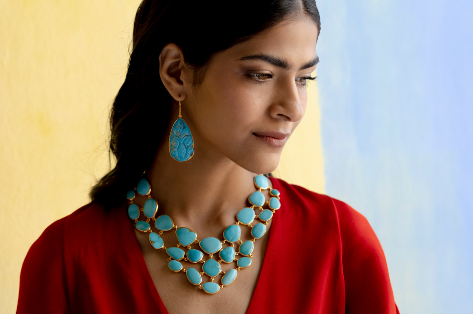 Real Turquoise Chunky Multi-Strand Statement Necklace, Mother of the B –  Bling Beaded Baubles