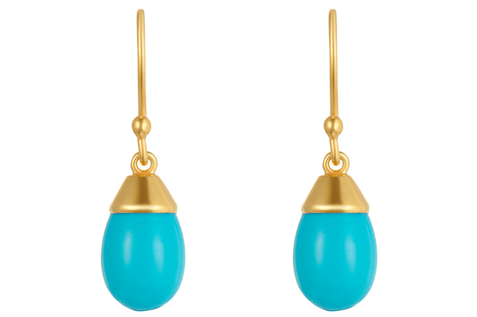 Sleeping Beauty Turquoise Gold Drop Earrings